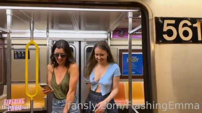 FlashingEmma & MissionIceCream - Public Lesbian Sexiness on the NYC Subway