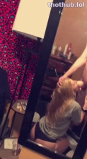 Blonde teen sucks cock