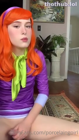 OnlyFans leaked porcelaingoirl (dressed as daphne) gets her cock sucked then masturbates on HDthot