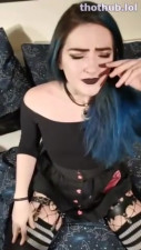 Blue haired girl sucking dick