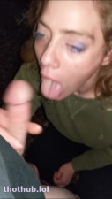 Quick blowjob and cum outside