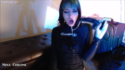 Nina Chrome Dildo gagging