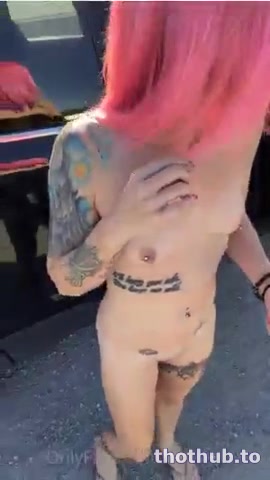 OnlyFans leaked Lilglitterbitch nude on the highway on HDthot