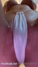 Christina Khalil Wet Slingkini Pussy Shower Video